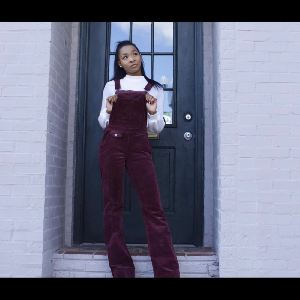 Dear John Maroon Berry Corduroy Overalls